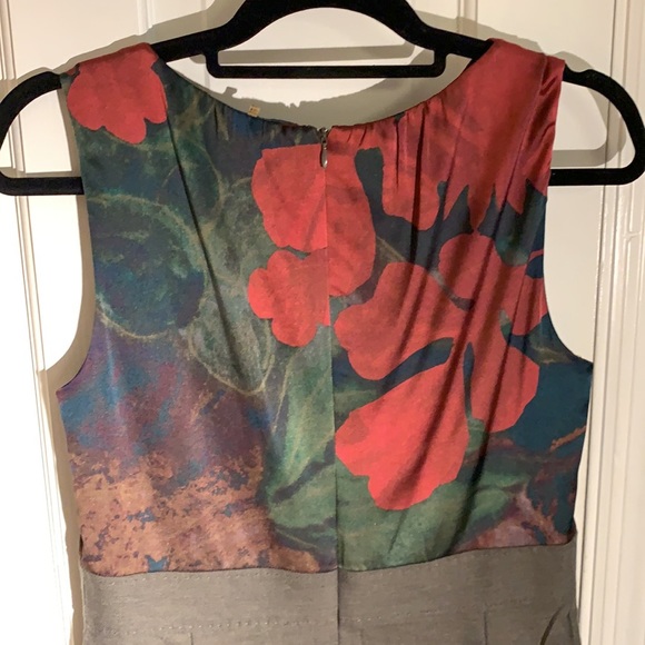 Elie Tahari Silk Wool Cotton Elastane Red Blue Olive Gray Floral Sheath Dress - Picture 9 of 15